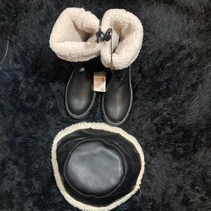 Brand NEW Primark. Sz.5 leather Boot & leather Matching Hat. Hat One sz fit all